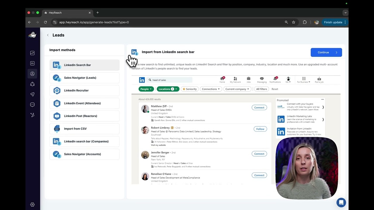 HeyReach : présentation officielle de l’écran des prospects