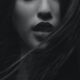 grayscale photography of womens face