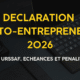 Declaration Auto-Entrepreneur 2026 : CA, URSSAF, Echeances et Penalites
