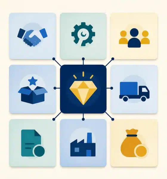 Schéma visuel des neuf blocs du Business Model Canvas