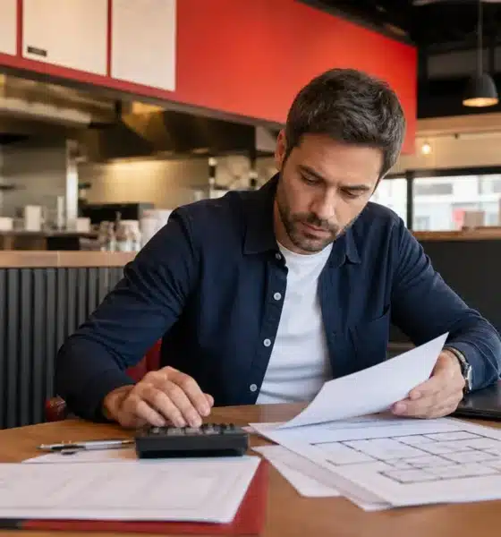 Entrepreneur évaluant le budget d’une franchise de restauration rapide