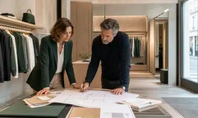 Entrepreneurs préparant le plan d’une boutique de mode premium