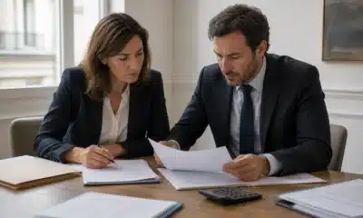 Repreneur et conseil analysant les actifs et passifs d’une société avant une cession