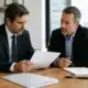 Repreneur et conseil relisant une lettre d’intention avant une acquisition