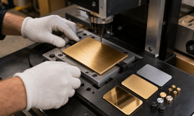 Plaque professionnelle en laiton préparée pour une gravure mécanique
