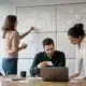 Dirigeants analysant une matrice SWOT pendant une réunion stratégique