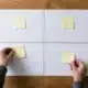 Matrice SWOT vierge préparée sur une table de travail avec des notes colorées