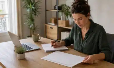 Micro-entrepreneuse organisant son calendrier et sa comptabilité
