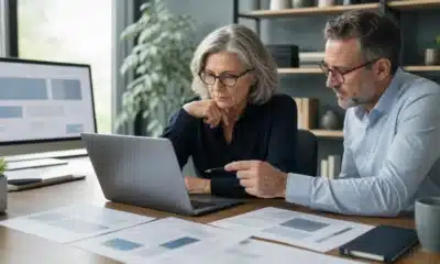 Auditrice comparant les preuves de confiance d’un site et des documents professionnels