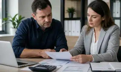 Entrepreneur et experte-comptable vérifiant un déficit fiscal à l’impôt sur le revenu