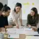 Équipe pluridisciplinaire comparant des maquettes pendant un atelier Design Sprint