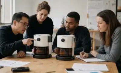 Équipe comparant deux versions d’un produit dans une démarche d’innovation incrémentale