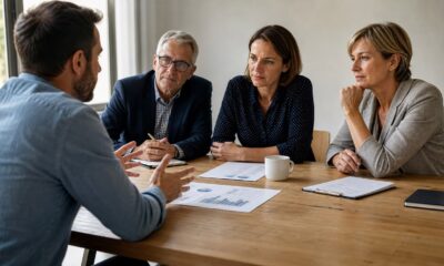Entrepreneur présentant son projet à un comité de prêt d’honneur