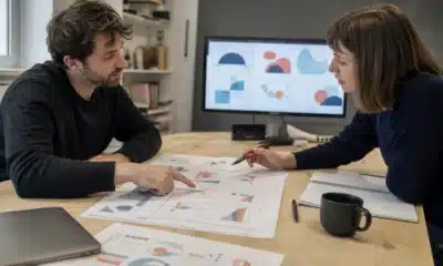 Client et motion designer examinant un storyboard avant production