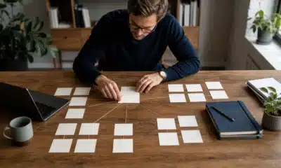 Responsable éditorial organisant des articles reliés dans une stratégie de contenu SEO