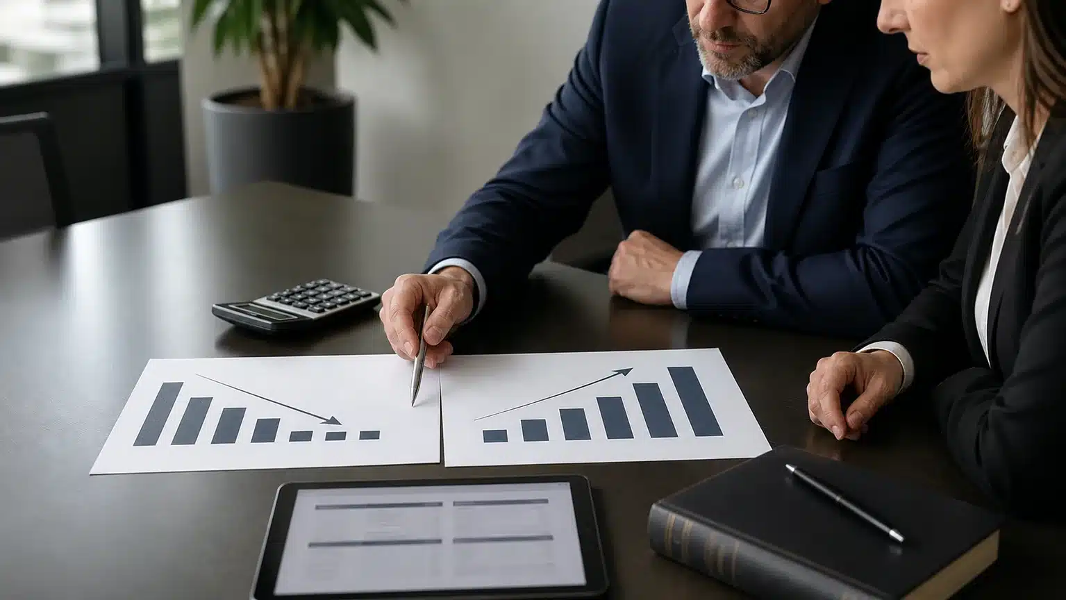 Dirigeants analysant une réduction puis une augmentation de capital