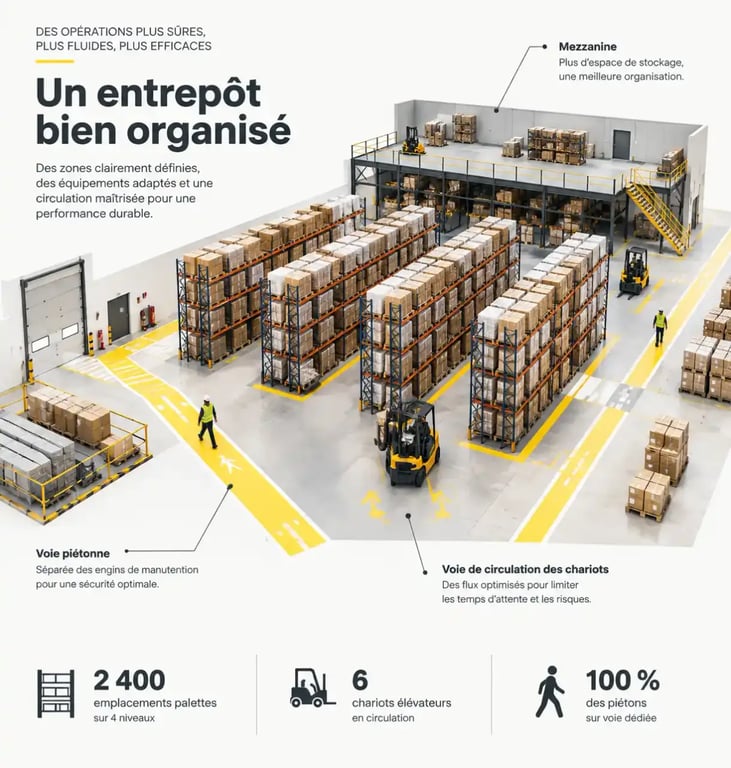 Optimiser la logistique et l'équipement de vos espaces professionnels avec un marquage au sol et des rayonnages adaptés