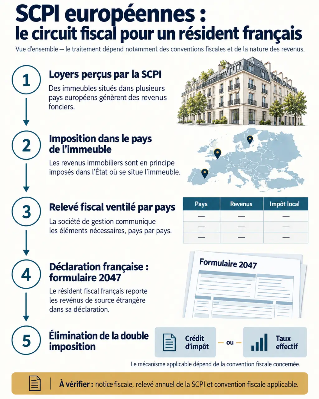 SCPI européennes : circuit fiscal des revenus immobiliers étrangers et déclaration en France